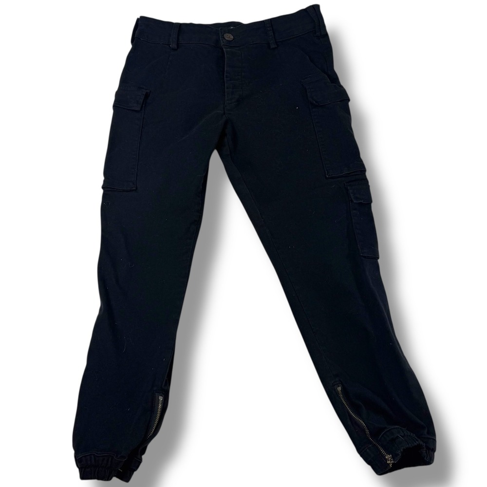 Fashion Nova Black Cargo Jogger Pants Women's Medium Stretch Utility Zip Ankle